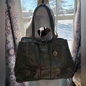 Olive Green Coach Signature Stitch Kisslock Shoulder Bag F15658